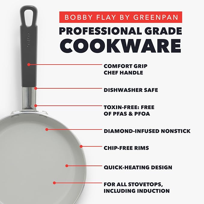 GreenPan x Bobby Flay 2 Piece- 8” and 10” Nonstick Frying Pan Skillet Set - Image 4