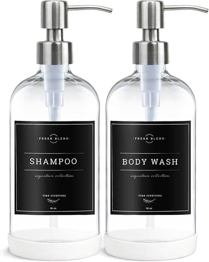 Vine Creations Clear Glass Soap Dispenser, 2 Pack Kitchen Soap Dispenser Set - Image 7
