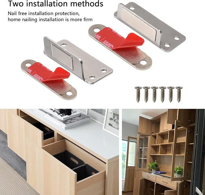 Mousike Cabinet Magnets Mousike Adhesive Strong Magnetic Door Catch Stainless - Image 5