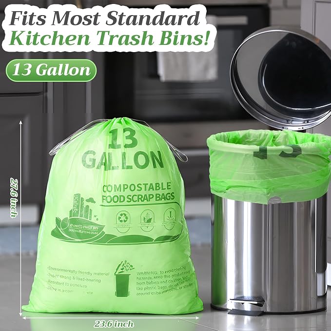 Amyhill 100 Count Compostable Kitchen Trash Bags 13 Gallon Compostable - Image 2
