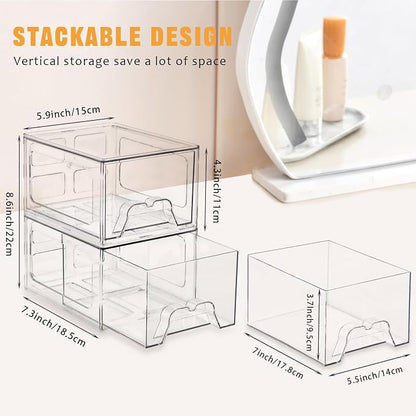 Stebopum 6 Pack Stackable Makeup Organizer, 4.4'' Tall Acrylic Bathroom Makeup - Image 2