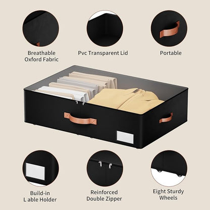 Underbed Storage With Wheels, Large Capacity 7.5 inches Height Storage Bins - Image 4
