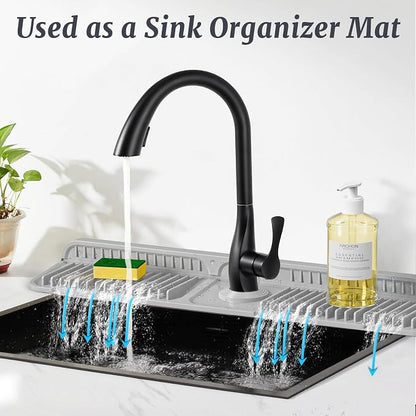 PoYang 24 inch Faucet Mat for Kitchen Sink Splash Guard, 7° Slope Silicone Sink - Image 6