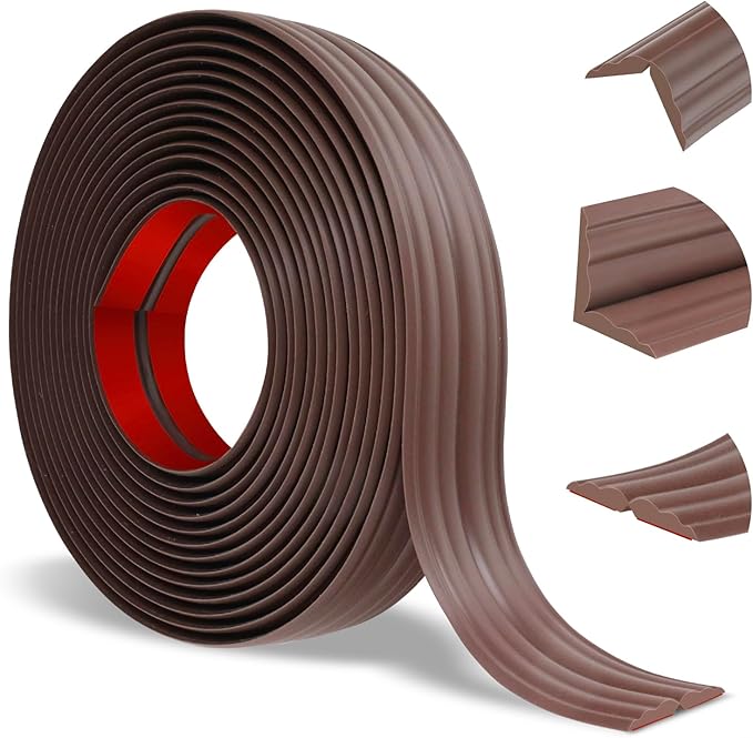 Wall Corner Protector Peel and Stick Corner Trim Molding Flexible Inside & Outside Wall Edge Guard Self Adhesive Moulding Trim for Edge Use, Brown, 0.8” W x 20’ L