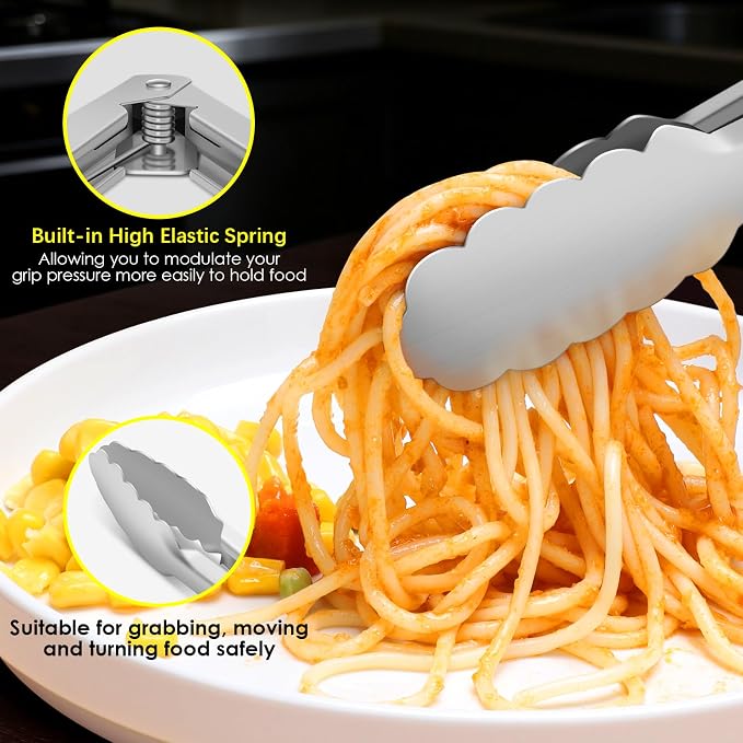 Stainless Steel Tongs for Cooking, Heat Resistant 600 Degrees Metal Kitchen - Image 6