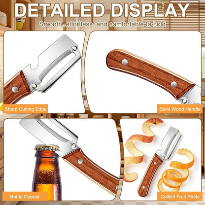 Premium Vegetable Peeler with Wooden Handle and Bottle Opener, 2-in-1 Stainless - Image 4