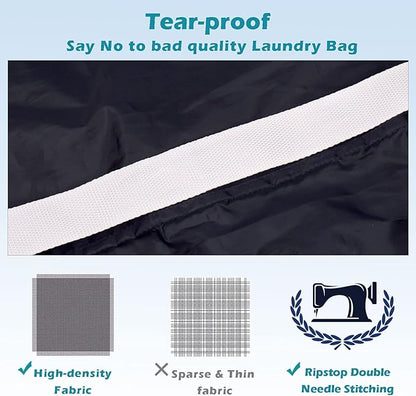 Heavy Duty Laundry Bag 2 Pack XL Nylon Laundry Bags with Straps, Washable Large Dirty Clothes Organizer with Drawstring Closure, Travel Washing Bag Fit a Laundry Hamper or Basket