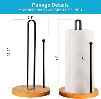 Wood Paper Towel Holder Countertop, TONLEA Kitchen Paper Towel Holder - Image 2