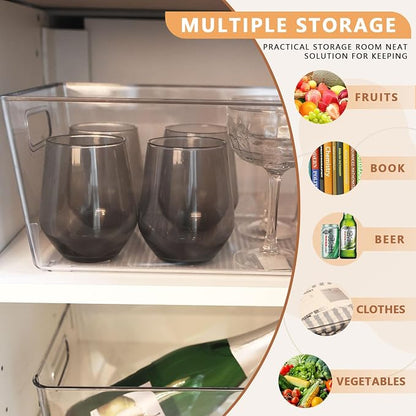 MOONEDGE 4-Pack Clear Plastic Storage Bins — Open-Top PET Organizers and Storage - Image 3