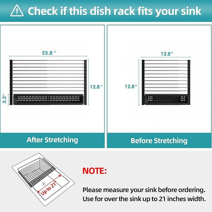 JASIWAY Roll Up Dish Drying Rack, Expandable Stainless Steel Portable Over The - Image 3
