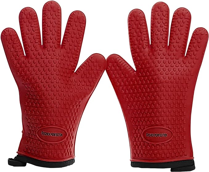 KITCHEN PERFECTION S Silicone Smoker Oven Gloves -Extreme Heat Resistant BBQ by Kitchenperfection