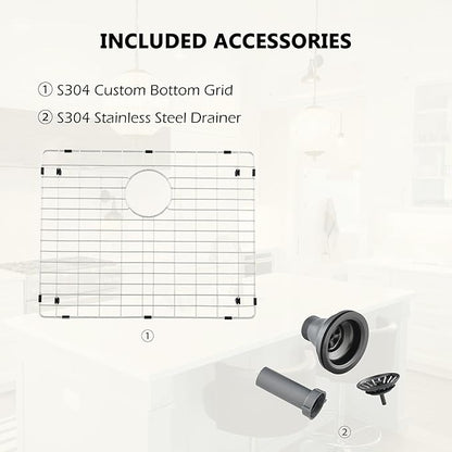 Comllen 25 x 22 Inch Drop In Black Kitchen Sink,Topmount 16 Gauge Stainless Steel Black Kitchen Sinks, 9 Inch Deep Utility RV Sink with Dish Grid and Basket Strainer