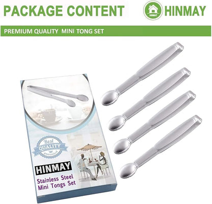 HINMAY Mini Tongs 5-3/4 Inch Stainless Steel Small Serving Tongs, Tiny Kitchen - Image 2