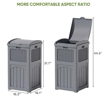 Patiowell 36 Gallon Outdoor Trash Can, Resin Outdoor Garbage Can - Image 7