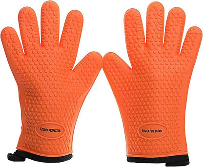 KITCHEN PERFECTION Silicone Smoker Oven Gloves -Extreme Heat Resistant BBQ by Kitchenperfection