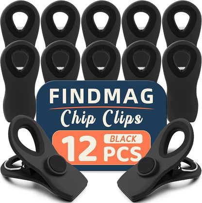 12 Pack Magnetic Chip Clips, Bread Clips Food Bag Clips by FINDMAG