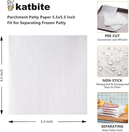 Katbite Hamburger Patty Paper 1000Pcs, 5.5"x5.5" Non Stick Parchment Paper - Image 2