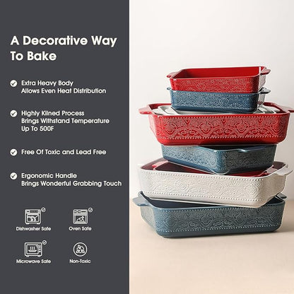Ceramic Baking Dish Set of 3, Casserole Dishes - Image 5