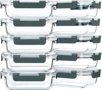 M MCIRCO 10-Pack, 22 Oz Glass Meal Prep Containers, Glass Food Storage by MMCIRCO