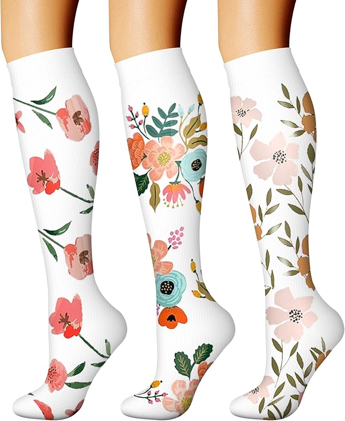 CHARMKING Compression Socks for Women & Men Circulation (3 Pairs) 15-20 mmHg is Best Support for Athletic Running Cycling