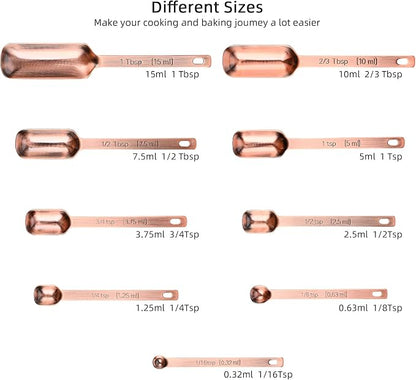 Copper Measuring Spoons Set 10, Stainless Steel Measuring Spoons - Image 2
