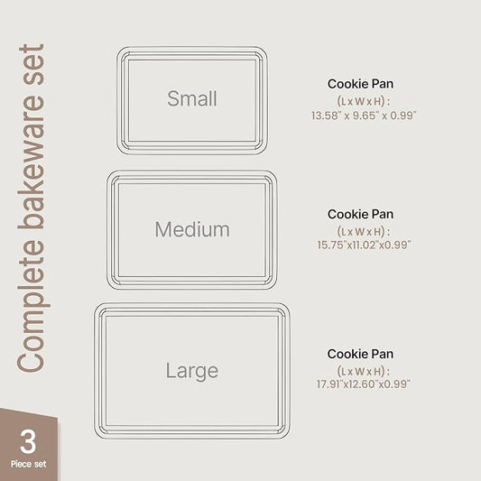 Diamond Bottom Cookie Sheet Set of 3, Nonstick Gold Carbon Steel Baking Pans - Image 2