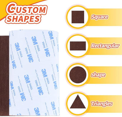 Felt Furniture Pads, Non Slip Self Adhesive Cuttable Felt Tape Brown Heavy Duty - Image 3