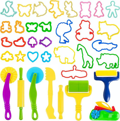 36-Piece Dough Tool Set for Kids Ages 3-8 – Includes Animal Cutters, Rolling by OunNana