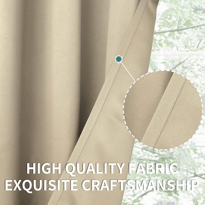 BGment Beige Blackout Curtains 63 Inches Length - Image 5