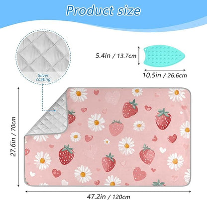 Pink Floral Strawberry Hearts Ironing Mat - Image 2