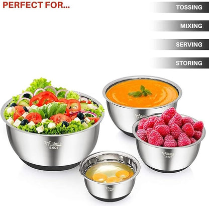 Wildone Mixing Bowls with Airtight Lids, Stainless Steel Nesting Mixing Bowls - Image 6
