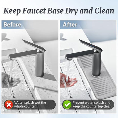 PoYang 14.6 inch Faucet Mat for Kitchen Sink Splash Guard, 7° Slope Silicone - Image 6