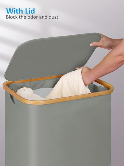 efluky Laundry Basket with Wheels, Tall Rolling Laundry Hamper with Lid and - Image 4