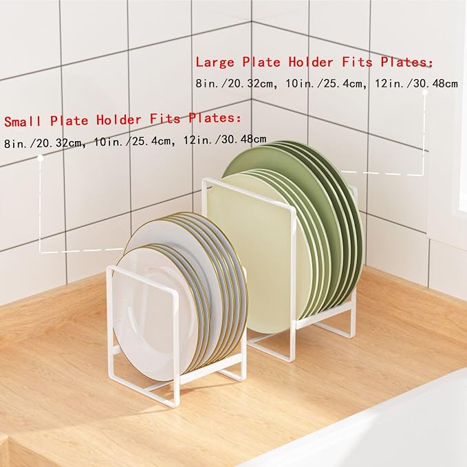 Metal Drying Rack, 3 Pack Inside Cabinet Plate Holders Organizers, Upright Dish - Image 5