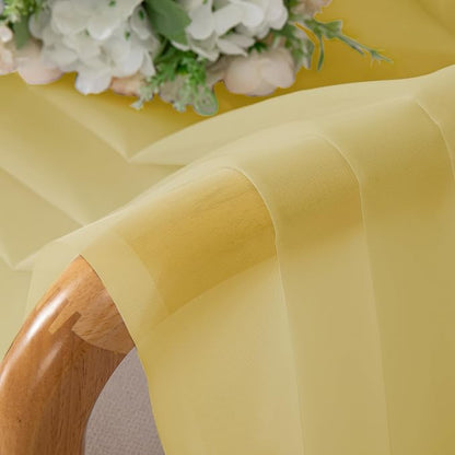 Chyhomenyc Yellow Sheer Curtains 54 Inch Long 2 Panels, Light Filtering Rod - Image 2