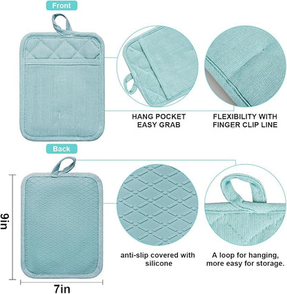 Pot Holders Yarn-Dyed Set of 3 Non Slip Silicone Kitchen Lines Heat Resistant - Image 2