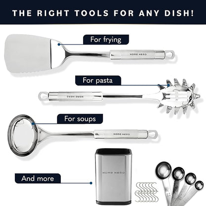 Home Hero 32-Piece Stainless Steel Kitchen Utensil Set - Image 4