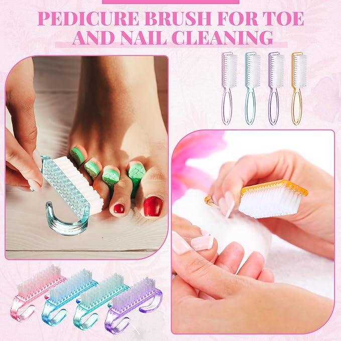 Patelai 200 Pcs Handle Grip Nail Brush Bulk Colorful Nail Scrubber Fingernail - Image 5