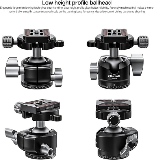 Leofoto Professional Camera Tripod, 46" Compact Carbon Fiber Tripod for DSLR Video Camcorder, 4 Leg Sections, 360° Ball Head, Max Load 8KG/18Lb (LS-254CX+LH-30)