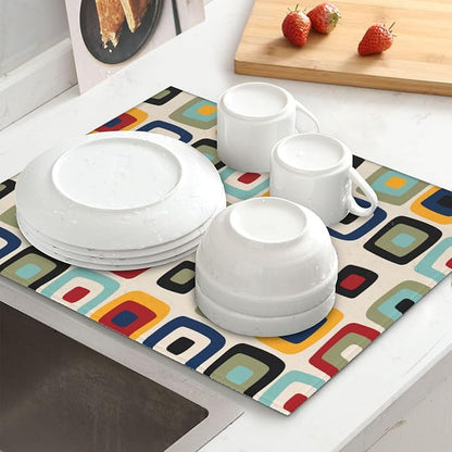 Mid Century Modern Retro Kitchen Drying Mat Microfiber Dish Drainer Mat - Image 6