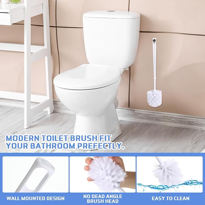 Mimorou 25 Pcs White Toilet Brush, Bathroom Toilet Bowl Brush, Soft Bristle - Image 3