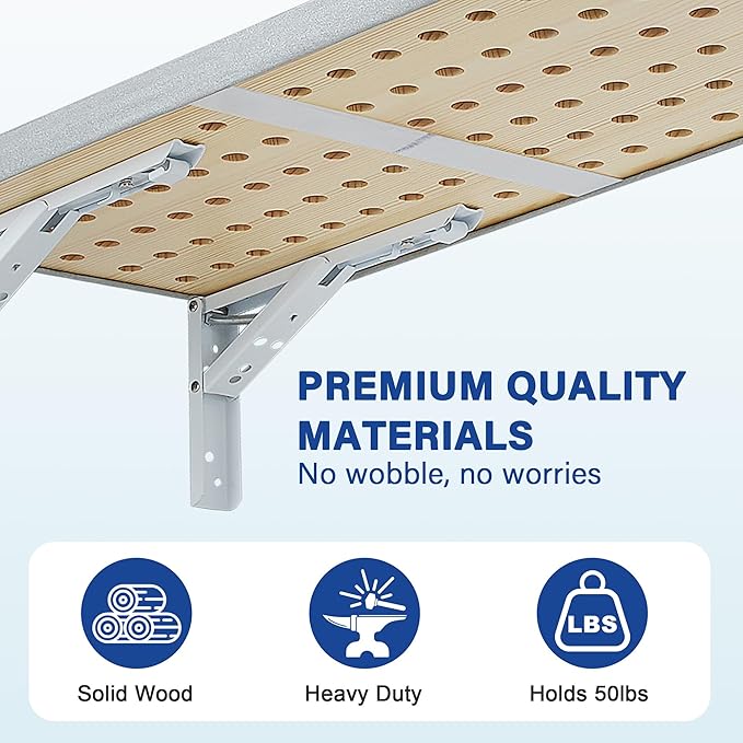 Wall Mounted Ironing Board - Fold Out Ironing Board Wall Mount with Removable Cover - Foldable Compact - Foldable - for Laundry Rooms, Bedrooms, Cabinet