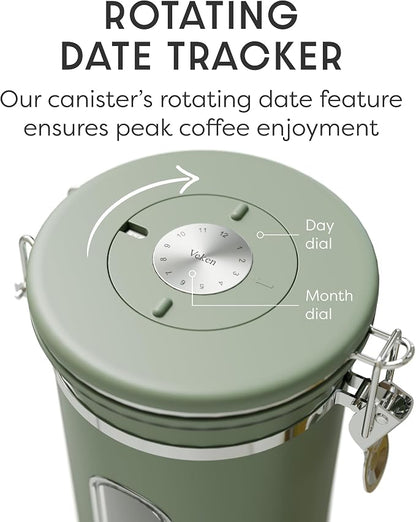 Veken Coffee Canister with Window, Airtight Stainless Steel Kitchen Food - Image 6