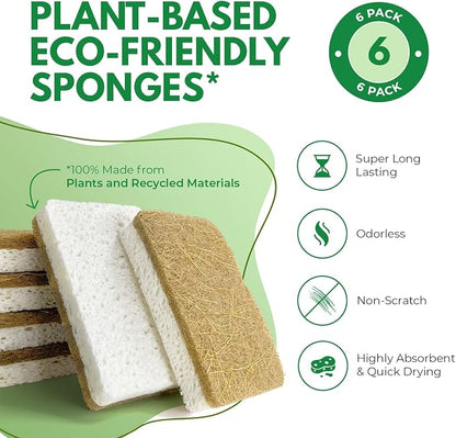 AIRNEX Biodegradable Natural Kitchen Sponges Pack of 6 - Image 2