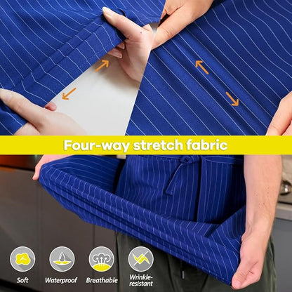 ROTANET Stripe Stretch Apron for Men Women Chef Big and Tall Large Striped - Image 4