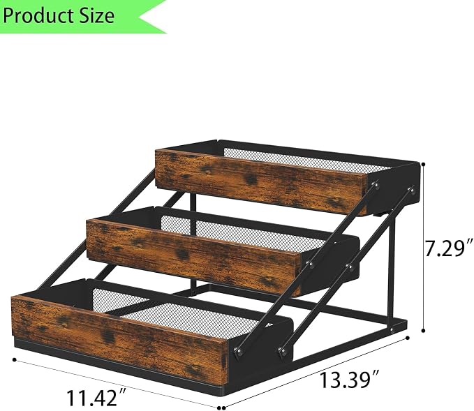 3 Tier Spice Rack Organizer for Cabinet, Foldable Spice Rack for Countertop - Image 2
