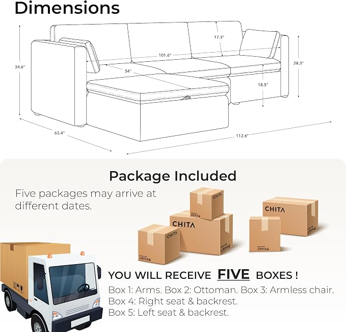 CHITA Oversized Modular Sectional Sofa, FSC Certified Large L Shaped Couch - Image 2