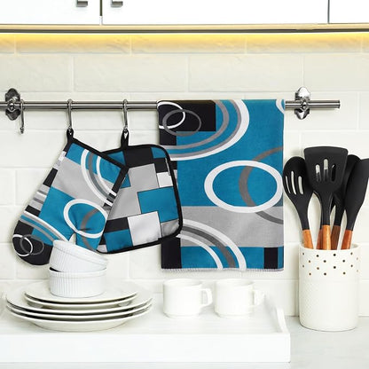 Jingmore 6 Pcs Kitchen Decor Set Accessory Farmhouse Kitchen Towels Pot Holders - Image 2