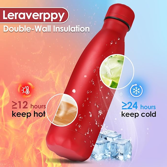25oz Cola-Bottle Shaped Stainless Steel Leak-proof Water Bottle,Double Wall Vacuum Insulated Metal,Travel Mug For Sports Indoors & Outdoors,BPA-Free School Kids Flasks,Red(4 Pack)