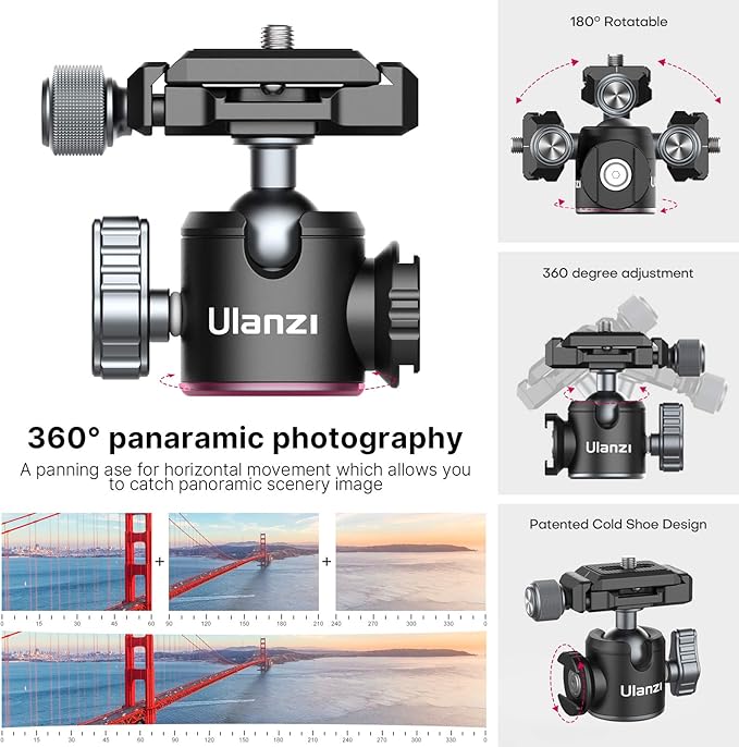 Portable Desktop Mini Tripod PICTRON MT-24 Compact Camera Tripod Aluminum Alloy with 360° Ball Head,1/4 inches Quick Release Plate for DSLR Camera Video Camcorder, Load up to 11lbs/5kg